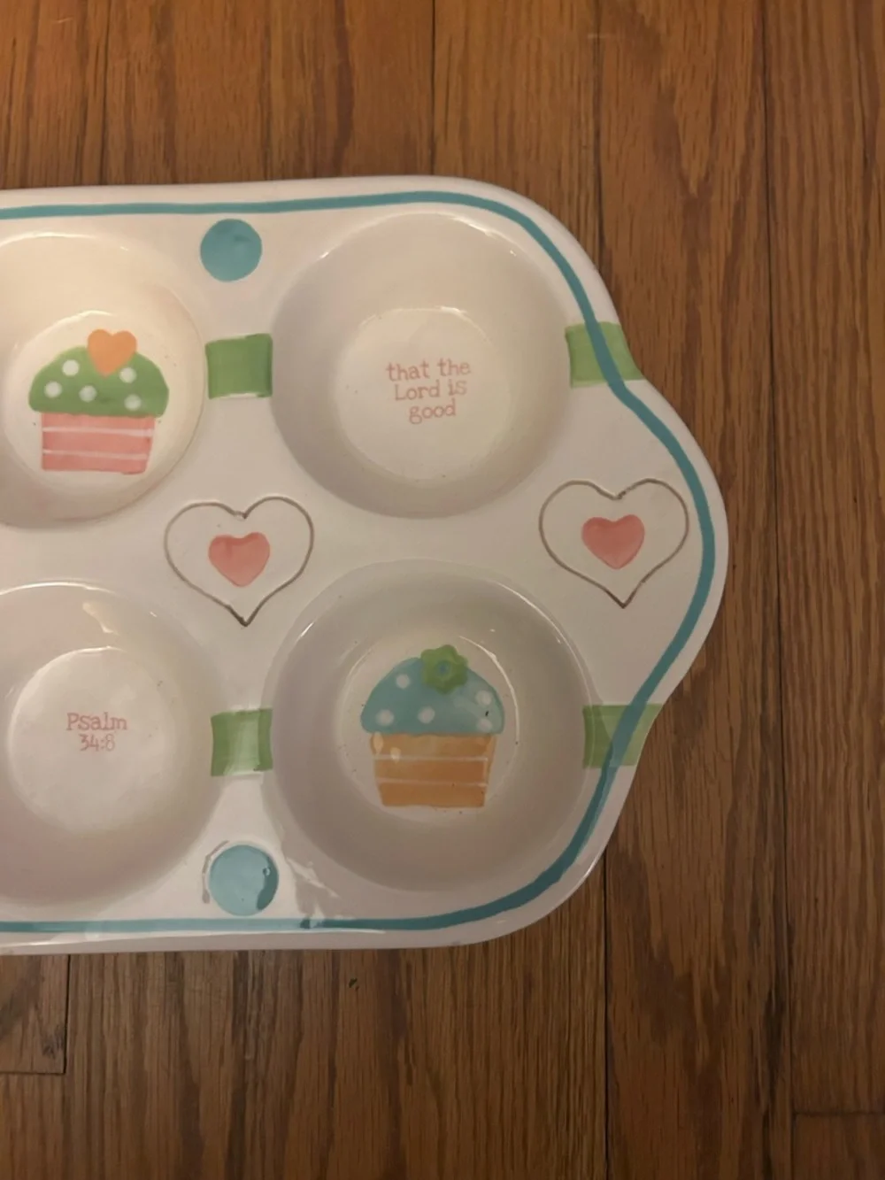 Boston Warehouse Corp. White Pink Blue Biblical Cottagecore Muffin Serving Tray